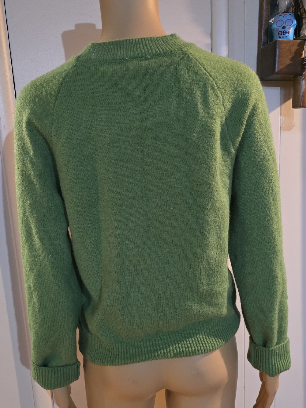 Green Crewneck Sweater with Sheep Motif - Picture 2 of 2